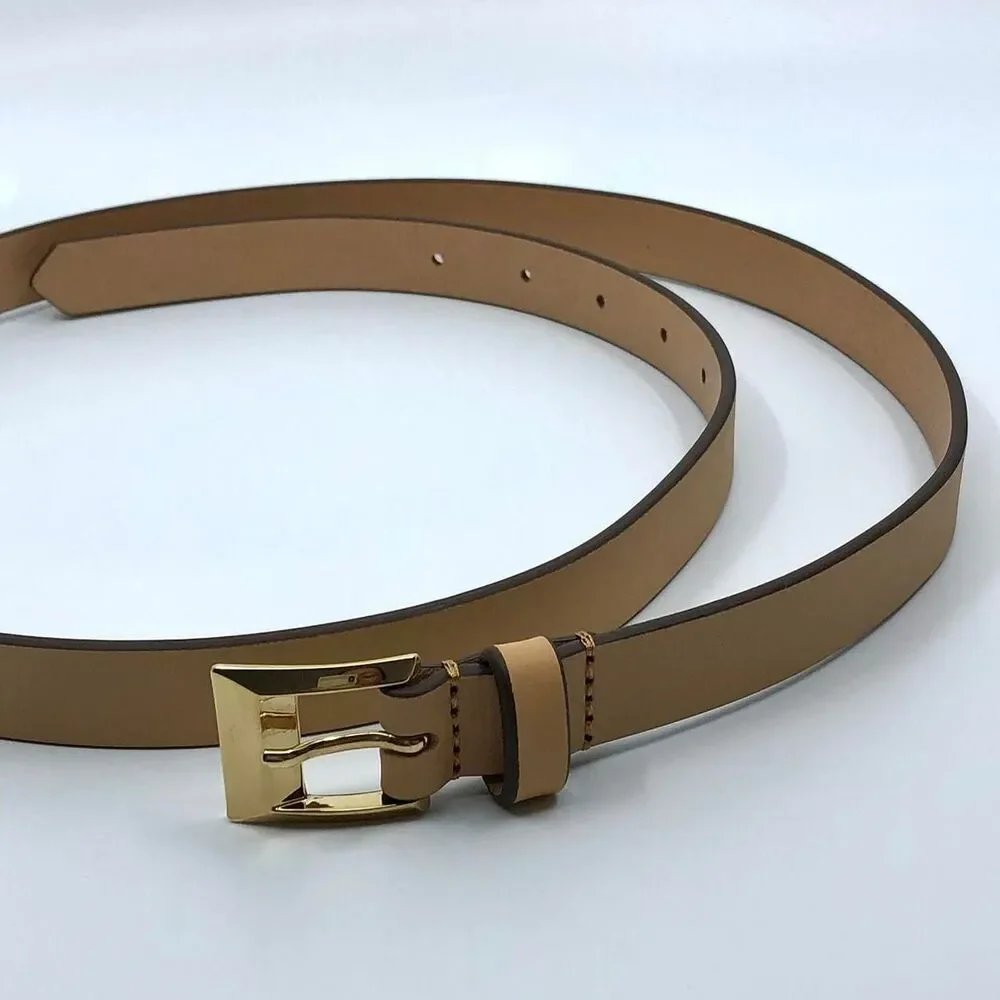 M.M.LaFleur Women's Beige, Gold Buckle, Italian Leather, 34-38 Inches, X7G9A432